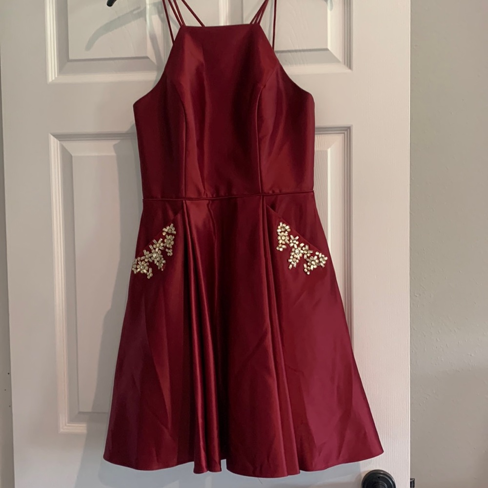 Prom or wedding dress. Blondie Nites formal dress with beads.  Burgundy/red.